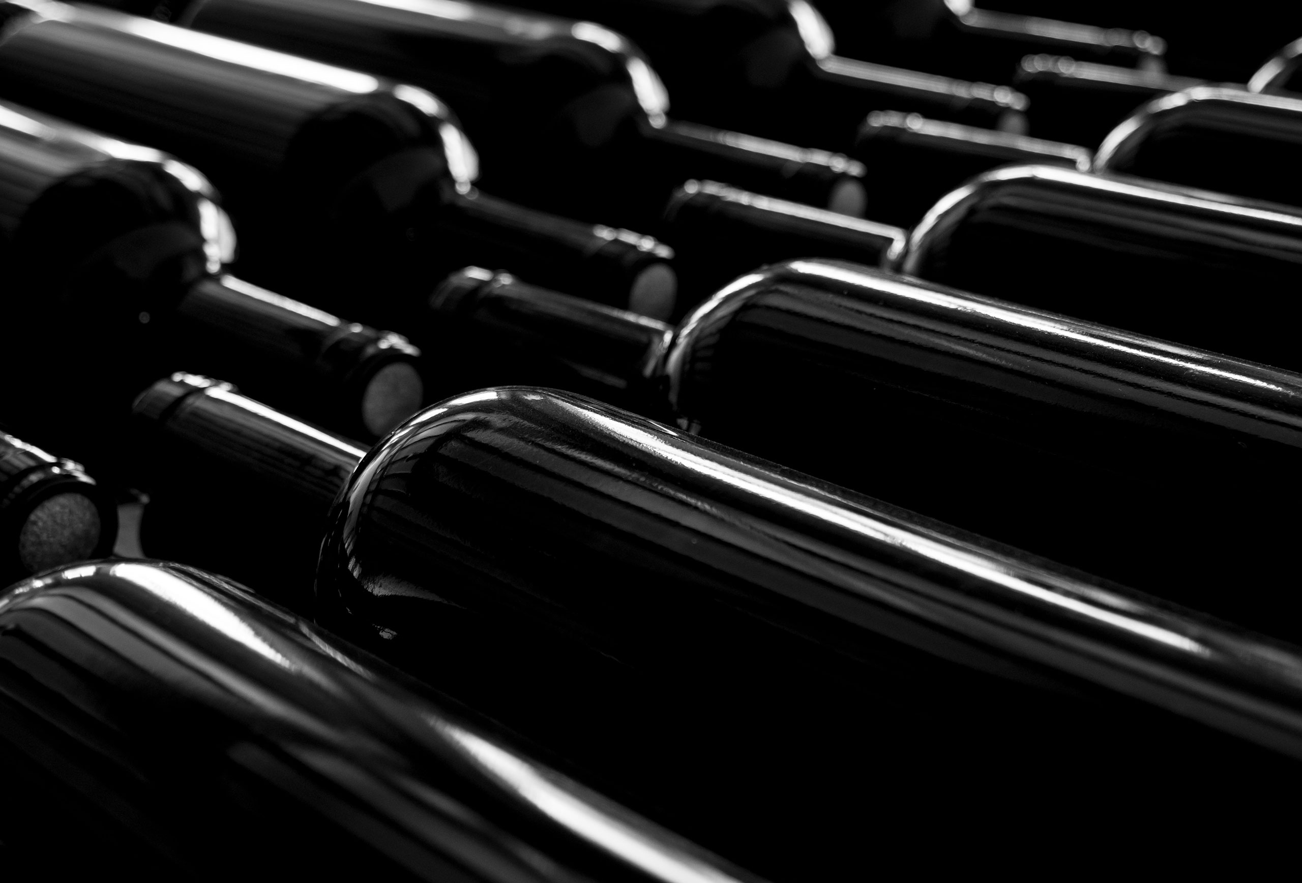 Wine bottles laying down